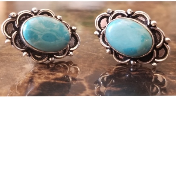 Other - Genuine, Beautiful Larimar Cufflinks .90"